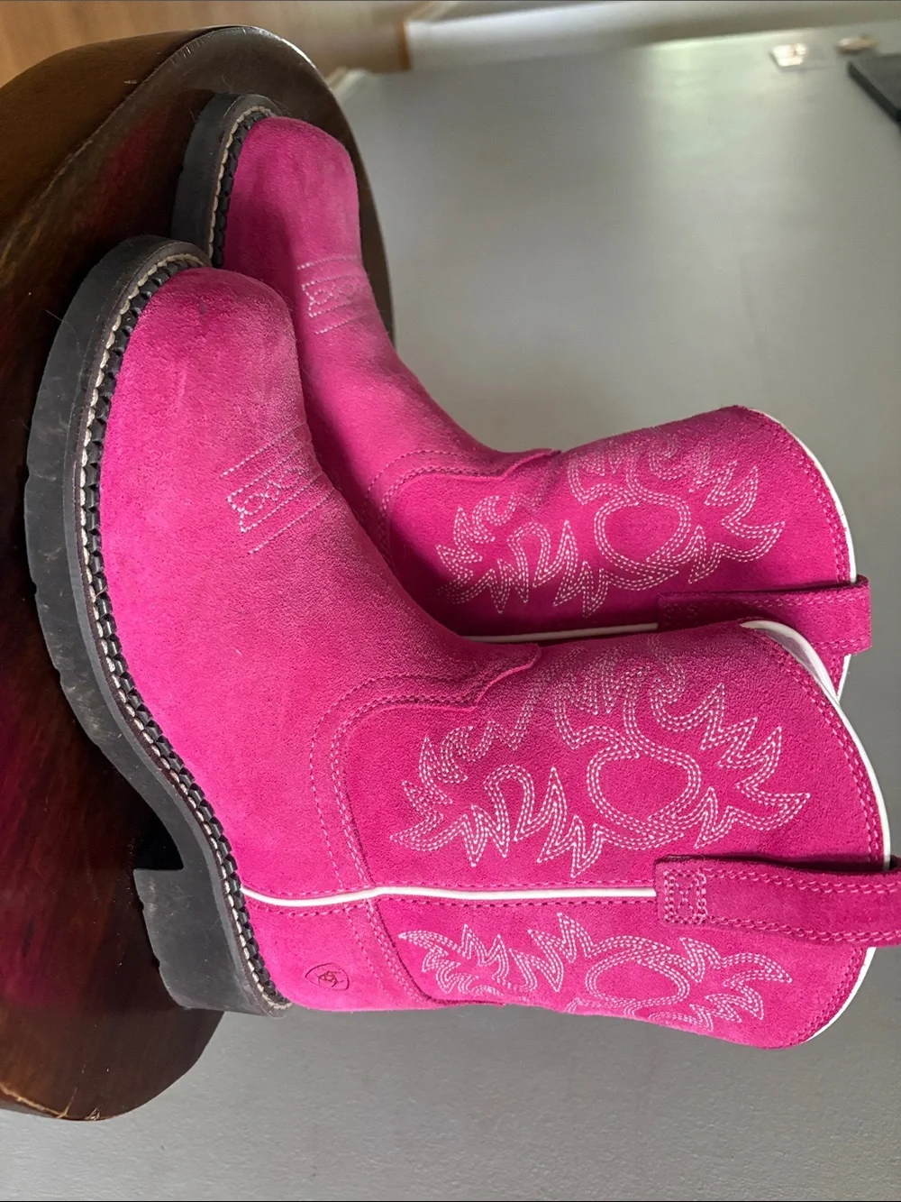 Ariat Pink Suede Ankle Western Boots